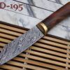 10"Long hand forged Twist pattern Damascus steel hunting Knife, Rose wood round scale with brass bolster, thick Cow hide leather sheath