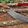 13 Inches long custom made Damascus steel full tang blade chopper chef Knife 7.5" long cutting edge Rose Wood scale with inserting hole