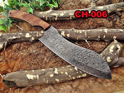 13 Inches long custom made Damascus steel full tang blade chopper chef Knife 7.5" long cutting edge Rose Wood scale with inserting hole