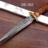 12.2" Long Damascus Dagger hand forged Knife 6.2" dual edge exotic Rose wood scale crafted with engraved brass work and fiber spacing