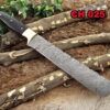 13.5 Inches long custom made Damascus steel full tang 9" blade bakery Knife, Kitchen knife, chef knife Bull horn 5" scale with brass bolster