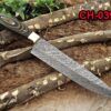 Damascus Steel kitchen Knife 13 Inches full tang 7.5" long Hand Forged blade, 2 Tone Dollar wood and brass bolster scale