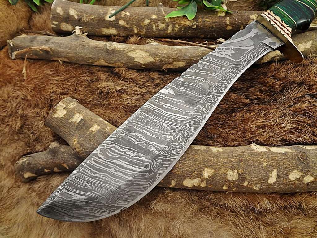 Damascus Steel Kukri Knife 14.5 Inches custom made Hand Forged With 10 ...