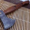 Damascus steel tomahawk Axe bearded hiking battle axe14.5 Inches long Hand Forged with Rose wood round handle, thick cow hide leather sheath (Copy)