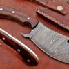 9" hand forged Twist Pattern Damascus steel meat Cleaver, Natural Walnut wood scale chopper knife, Leather sheath included