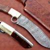 13" Long hand forged Damascus steel Nessmuk machete with finger hole, Rose wood scale with inserting hole, Cow Leather sheath (Copy)