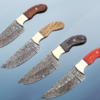 Damascus steel Rain drop pattern straight back blade 9.5" skinning knife, 5" full tang, Available in 4 colors, includes Cow hide Leather sheath