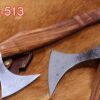 15 Inches long Hand Hammered High carbon steel Voyager Axe with Rose wood round handle, thick cow hide leather sheath