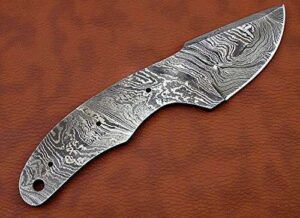 Knife Making, Damascus Steel Blank Blade 7.25 inches Long Hand Forged Pocket Knife with 3 Pin Hole & an Inserting Hole Space 2.75 inches Cutting Edge, 4" Scale Space