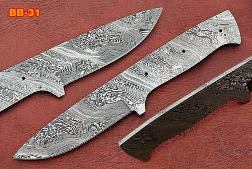 9" sstraight back Damascus steel blank blade skinning knife with 4" cutting