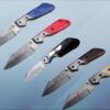 5 pieces 8" Damascus steel pocket clip Camping folding knife set with Sheath