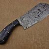 9.5" hand forged rain drop pattern Damascus steel Butcher knife, Meat cleaver, 2 tone black wood scale, Rain drop pattern Damascus Steel 3 mm blade