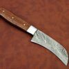 9.5" long Damascus steel blade peeler knife, Brown & Beige wood scale,