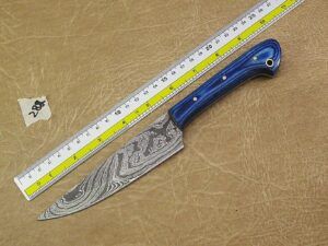 9.5" Damascus steel utility knife available in Black, Green & Blue colors