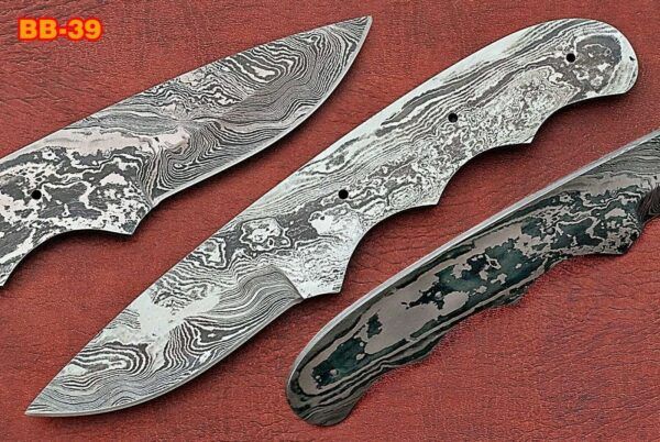 8" drop point blank blade, hand forged Damascus steel knife with 3.25" cutting