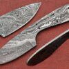 7.5" drop point Damascus steel blank blade pocket knife with 3" cutting edge