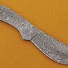 Knife Making, Damascus Steel Blank Blade 8.5 inches Long Hand Forged Trailing Point Skinning Knife, Pocket Knife with 3 Pin Hole, 3.75 inches Cutting Edge, 4" Scale Space