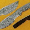 Damascus Steel Tracker Knife Blank Blade, 11 inches Long Hand Forged fire Pattern Tracker Knife, Camping Knife with 3 Pin Hole, Over 6 inches Cutting Edge, 4.5" Scale Space