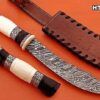 13" custom made Nessmuk hunting knife, Hand crafted scale, Leather sheath