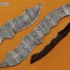 9" Long Dao Blade, Hand Forged Ladder Pattern Damascus Steel Blank Blade, 4.5" Long Blade with 4" Cutting Edge, 4.5" Finger Serrated Scale with 5 pin Holes