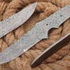 Rain drop pattern Damascus Steel Blank Blade 9.25 inches Long Hand Forged Trailing Point Skinning Knife, Pocket Knife with 3 Pin Hole, 4.25 inches Cutting Edge, 4.5" Scale Space (Copy)