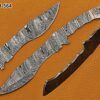 11 inches Long Dao Blade Hunting Knife, Hand Forged Ladder Pattern Damascus Steel Blade, 5" Finger Serration Scale Space with 4 Pin Hole, 6" Trailing Point Dao Blade with 5.5" Cutting Edge