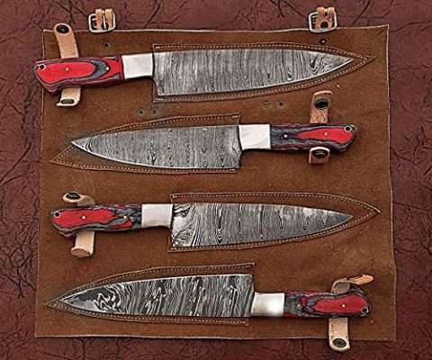 4 pieces chef knives set, utility, paring and slicing knives, overall ...